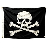 Drapeau pirate Jolly Roger, crâne et os croisés, noir, bannière en polyester double face pour fête sur bateau, bar, décoration intérieure et extérieure