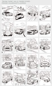 Libro da Colorare Personalizzato con Rilegatura a Punto Metallico, Stampa Offset, Design Artistico Modificato di <span class=keywords><strong>Auto</strong></span> Sportive da Corsa per Bambini e Adulti, Regalo per Disegno - Product Image 3