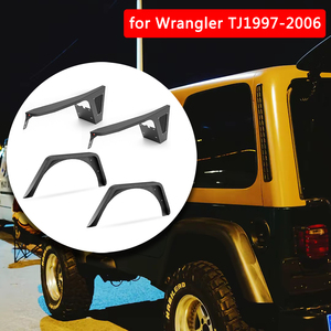 Ensemble de 4 élargisseurs d'ailes en acier pour <span class=keywords><strong>Jeep</strong></span> <span class=keywords><strong>Wrangler</strong></span> <span class=keywords><strong>TJ</strong></span> 1997-2006, noir texturé, haute clarté au sol pour pneus larges, T011 - Product Image 1