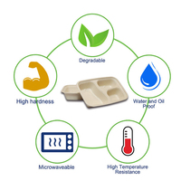 Contenant alimentaire jetable écologique en bagasse de canne à sucre, biodégradable, compostable, compatible micro-ondes, boîte à emporter sans BPA pour la restauration