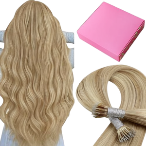 Extensions capillaires Dailmei Nano Beads en cheveux chinois Remy, 14 pouces, <span class=keywords><strong>blond</strong></span> cendré chaud avec mèches décolorées, à anneaux Nano, fusion à froid, cheveux courts - Product Image 1