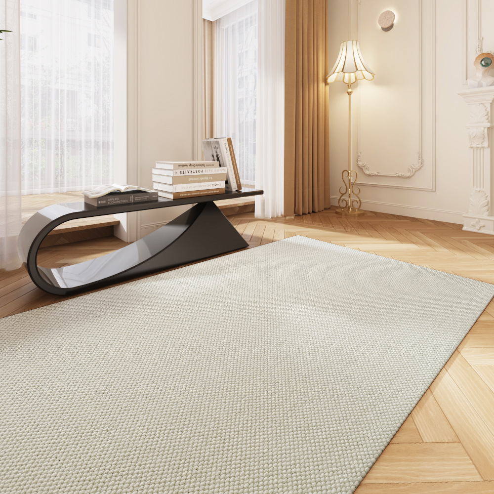 New Zealand Wool Carpet Solid Color Cashmere Minimalist Cream for Living Room and Bedroom 4m Wide Large Area Light Luxury