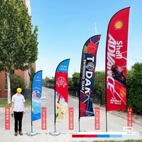 Drapeau plume personnalisé imprimé, bannière publicitaire promotionnelle en forme de goutte d'eau, drapeau de plage extérieur personnalisé