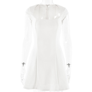 Vestido Mini Rojo de Manga Corta con Cuello Cuadrado para Mujer, Elegante para la Noche - Product Image 5