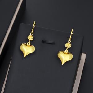 Boucles d'oreilles pendantes en laiton plaqué or 24 carats pour femmes, motif cœur, vente en gros usine Jxx - Product Image 5