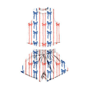 GSSO3513 Tenues d'été personnalisées pour petites filles, imprimé canard, vente en gros, ensemble de vêtements pour enfants à manches courtes - Product Image 5