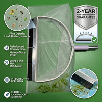 Épuisette de piscine en alliage d'aluminium HD, maille ultra-fine 100 points, brosse de nettoyage avant intégrée, haute qualité, efficace contre les algues