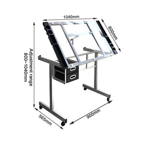 Meubles scolaires ergonomiques, <span class=keywords><strong>table</strong></span> à <span class=keywords><strong>dessin</strong></span> réglable en hauteur, assise-debout, avec tiroirs, plateau en verre, bureau de peinture pour architectes - Product Image 3