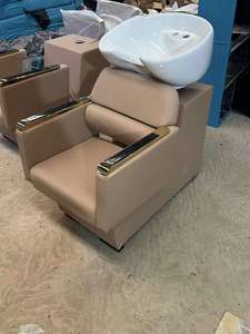 Fauteuil de lavage moderne noir rembourré avec lavabo intégré pour salon de coiffure - Product Image 6