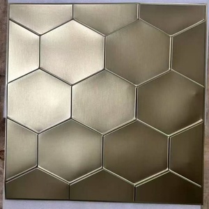 Bán buôn sang trọng 3D PVC Panel tường phong cách mới sồi màu mô hình hình học chịu nước nội thất nền tường vuông bảng điều khiển - Product Image 3