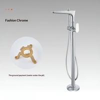Robinet de baignoire sur pied monocommande eau froide/chaude avec douchette pour salle de bain