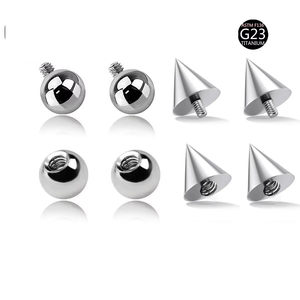 Billes et cônes de remplacement en titane G23 à filetage externe, accessoires de piercing pour lèvre, sourcil, nombril, langue, bijoux corporels DIY - Product Image 1