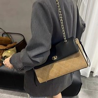 Sac à main matelassé en cuir véritable style européen-américain 2026, motif losanges, pour femme, élégant et minimaliste, à porter à l'épaule