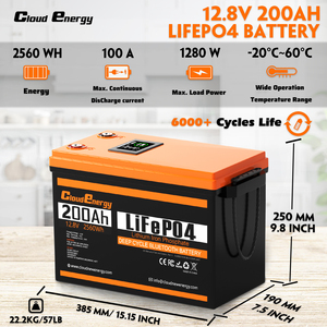 Batterie Cloudenergy DPCL12-200 12V 200Ah avec 6000 cycles - Température de fonctionnement de -20°C à 60°C - Alimentation de secours DPCL12-200 Cloudenergy 12 - Product Image 5