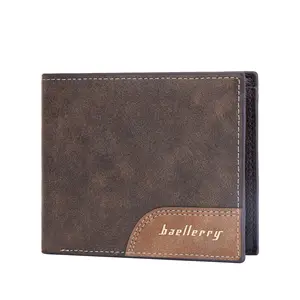 BAELLERRY New Short Men Wallets Slim Classic Coin Pocket Holder Small Male Wallet Quality Card Holder Frosted Leather Men Purses