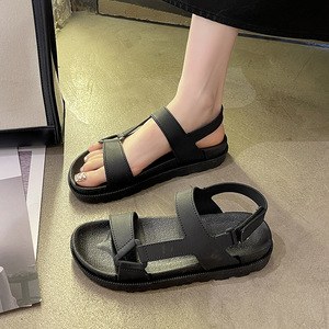 Sandali piatti da <span class=keywords><strong>donna</strong></span> alla moda nuove scarpe da spiaggia Casual Casual stile romano estive <span class=keywords><strong>con</strong></span> suola morbida in <span class=keywords><strong>Velcro</strong></span> <span class=keywords><strong>con</strong></span> suola spessa <span class=keywords><strong>pantofole</strong></span> - Product Image 3