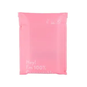 カスタム生分解性包装ロゴ受け入れ配送Pbatパッド入りピンク堆肥化可能な送料バブルメーリングバッグ