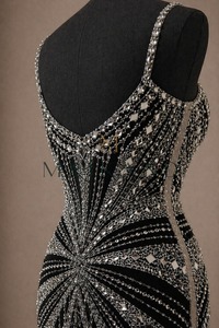 Robe de soirée longue en soie de luxe avec broderie à la main et pierres, pour femme, tenue de soirée formelle, robe de cocktail, créateur - Product Image 3