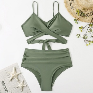 2025 Custom <b>Bikinis</b> High Hip Swimsuits Factory 2-Piece Swimwear Diamond Decoration Digital Printing Letter Fruit Geometric - Product Image 2