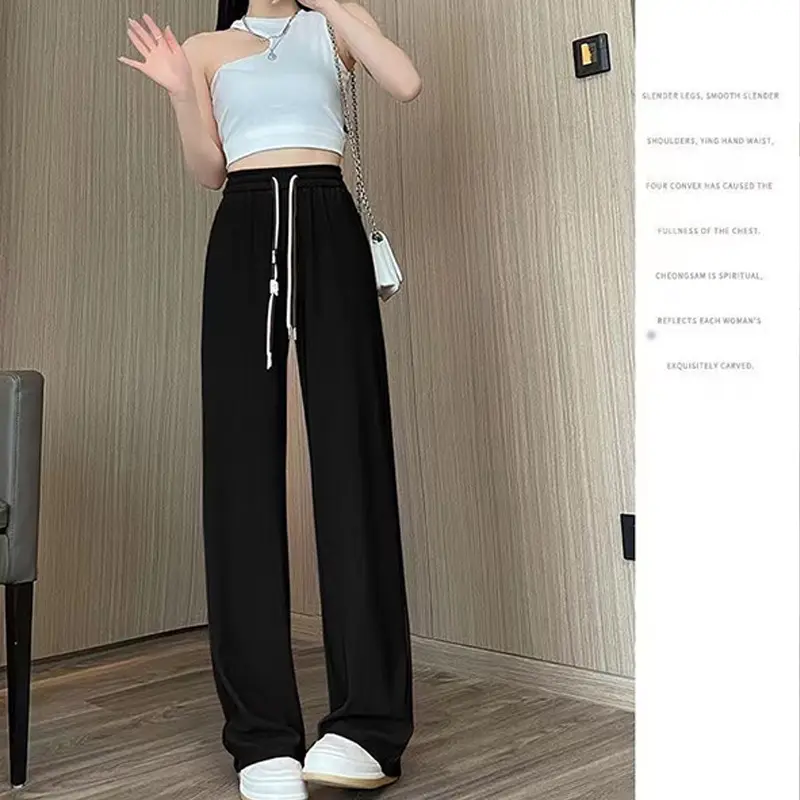 Custom Y2K Vintage Streetwear Baggy Cargo Pants for Women with Pockets Harajuku Style Loose Straight Denim Trousers