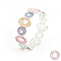 En stock Bracelets ovales ajourés émaillés plaqués argent, style vintage, à motif ondulé coloré, bijoux pour femme pour soirée
