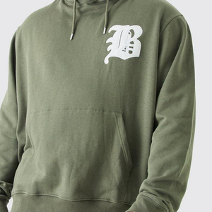 Men's Light <b>Green</b> Hooded Sweatshirt Set Oversized Fit Casual Tracksuit With Pocket Fleece Material Autumn Wear - Product Image 3