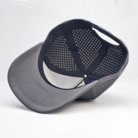 Op maat gemaakte lasergeperforeerde 5-panel pet van hoogwaardige waterdichte 100% polyester terry stof, baseballpet met fruitprint voor heren en dames