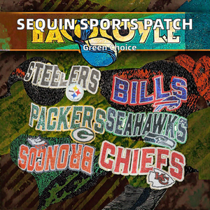 Patchs de paillettes de chenille de sport de vente chaude-Let's GO Iron on Embroidery pour les vêtements mettant en vedette Chiefs Lions Cowboys - Product Image 2