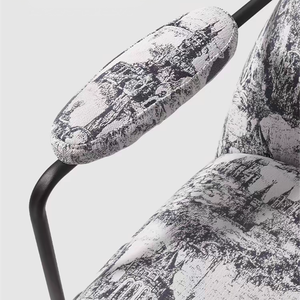 Reposabrazos moderno, silla con reposabrazos, silla redonda de tela para sala de estar, sofá suave - Product Image 6