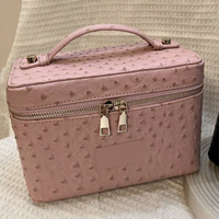 Sac de maquillage à fermeture éclair imperméable à l'eau à motif d'autruche, tendance et très vendu, avec compartiments, grande capacité