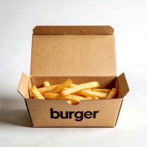 Emballage alimentaire jetable biodégradable et pliable, personnalisé avec logo imprimé, de qualité alimentaire, pour la <span class=keywords><strong>livraison</strong></span> rapide de burgers et <span class=keywords><strong>frites</strong></span> - Product Image 1
