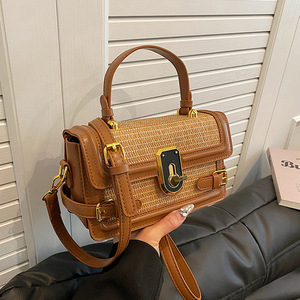 Spring New Simple Straw Shoulder Bag for Women Fashionable Handheld <b>Small</b> Crossbody <b>Handbag</b> Zipper Closure Portable Tanjing - Product Image 6