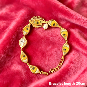 Bracelets de charme tendance en gros Schiaparelli, plaqués or 18 carats, étanches et inaltérables, motif œil porte-bonheur rétro, pour femme, idéal comme cadeau - Product Image 2