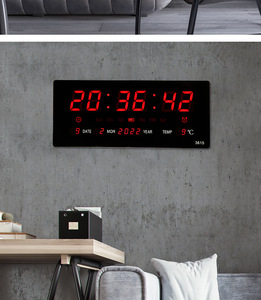 Horloge murale numérique LED surdimensionnée JIN PENG de 14,1 pouces avec date, jour et température pour la décoration de la maison et du bureau - Product Image 3