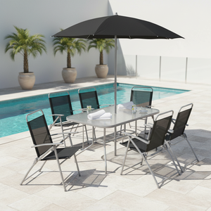 Modern <strong>8</strong> <strong>Piece</strong> <strong>Garden</strong> <strong>Furniture</strong> <strong>Set</strong> All Weather Outdoor Patio Dining <strong>Set</strong> Steel Table 6 Rope Chairs UV Resistant Courtyard Park - Product Image 6