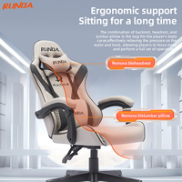 Chaise de bureau et de jeu ergonomique moderne en cuir PU, réglable en hauteur, pliable, pivotante avec base en nylon