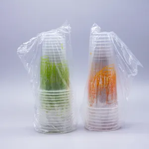 Grosir muka minuman energi-Teh Susu Kelas Atas Minuman Dingin Bening Cangkir Plastik Teh Gelembung Penghilang dengan Tutup Datar Bulat