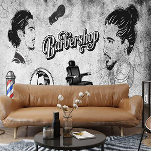 Carta da Parati Moderna Impermeabile per Barbiere, <span class=keywords><strong>Tema</strong></span> Parrucchiere, Tessuto in Seta Grigia per Uso Domestico e Intrattenimento, Bellezza - Product Image 3