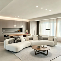 Ensemble de canapés en tissu chenille bouclé - Canapé modulaire en forme de U pour villa avec housse amovible, résistant aux rayures, design moderne et luxueux