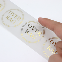 Votre nom d'entreprise ici conception gratuite autocollants de logo personnalisé étiquettes transparentes imperméables en vinyle transparent pour boîte d'emballage