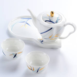 ชุดน้ำชาสำหรับใช้ในบ้าน ดีไซน์เรียบง่าย ทันสมัย วาดลายด้วยมือ เซรามิกคุณภาพสูง สไตล์จีน เหมาะเป็นของขวัญแต่งงาน ชุดดื่มชา ทำความสะอาดง่าย - Product Image 1