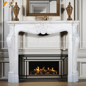 MILY - Marco <span class=keywords><strong>de</strong></span> <span class=keywords><strong>Chimenea</strong></span> <span class=keywords><strong>de</strong></span> Mármol Blanco Natural, Estilo Francés, Tallado a Mano, en Venta - Product Image 6