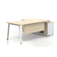 Bureau de direction moderne en L avec plateau en MDF, poste de travail ergonomique et écologique réglable, tiroir à dossiers extensible