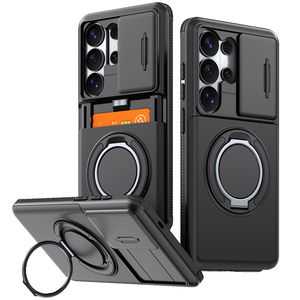 เคสโทรศัพท์แบบแม่เหล็กพร้อมช่องใส่การ์ดแบบซ่อน สำหรับ Samsung S26 Ultra S25 Plus S24 FE S23 A07 A15 A16 A17 A26 A27 A57 ฝาปิดกล้องแบบเลื่อน - Product Image 1