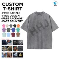 T-shirt vintage délavé à l'acide avec logo personnalisé, t-shirt oversize en coton lourd 100% pour homme