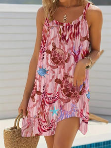 Robe trapèze en mousseline de soie pour femme, col en V, manches longues, imprimé léopard, respirante, décontractée, pour les vacances, taille naturelle - Product Image 6