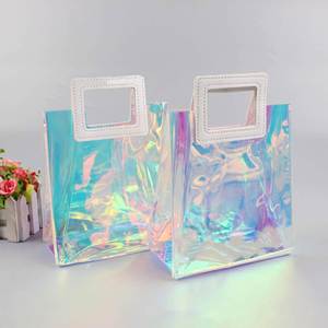 Tote Shopping Bags Transparent Custom Logo Wholesale Fashion Waterproof Holographic Laser PVC Clothing Packaging Screen <b>Printing</b> - Product Image 2