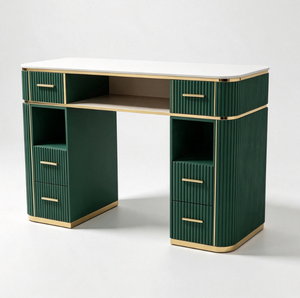Modern White <b>Nail</b> Table Single Manicure <b>Desk</b> with Drawers Wood Top Salon Furniture for Beauty Studio - Product Image 2