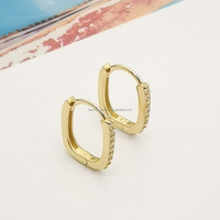 Anting-anting Huggie Hoop Emas Asli 14K Hammer Hot Selling, Perhiasan Mewah dengan Berlian Alami, Gaya Trendy, Cocok untuk Pesta, Hadiah, 9.4MM