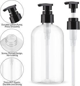 Bouteilles de shampooing rondes transparentes en PET de 32 oz/1 litre, vides, rechargeables, sans BPA, avec pompe pulvérisatrice et impression sérigraphique - Product Image 3